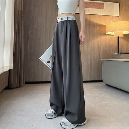 Rise Wide High Lace Slacks Panel Leg