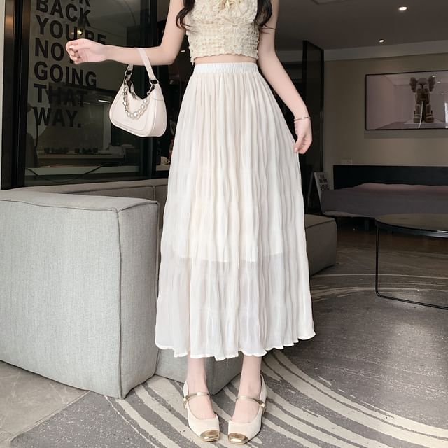 A-Line Waist Skirt Plain High Midi