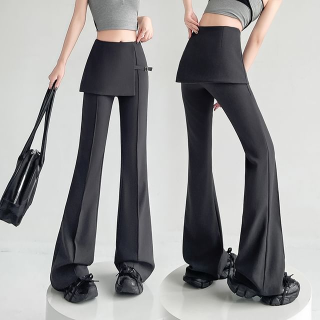 Waist Suit (Various High Designs) Buckled Flared Pants Overlay Skirt