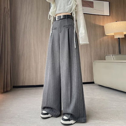 High Pants Rise Dress Wide Leg Pinstriped