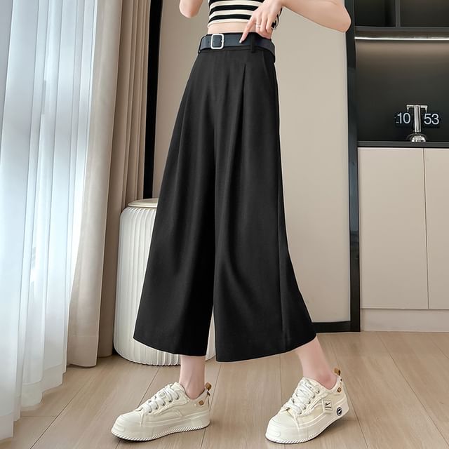 Waist Pants Dress Capri High Leg Wide Plain