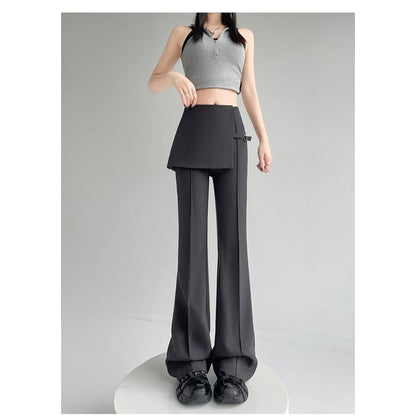 Waist Suit (Various High Designs) Buckled Flared Pants Overlay Skirt