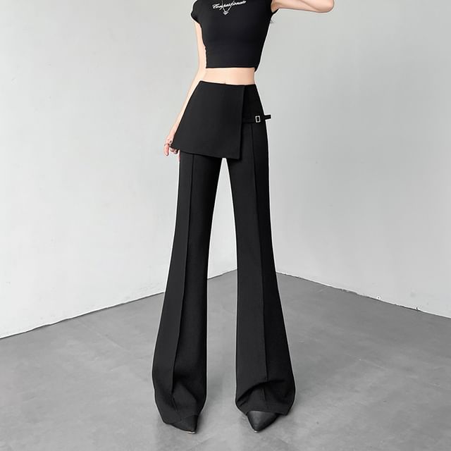 Waist Suit (Various High Designs) Buckled Flared Pants Overlay Skirt