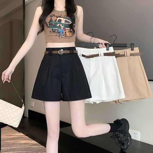 Dress Waist Plain Shorts High