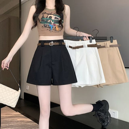 Dress Waist Plain Shorts High