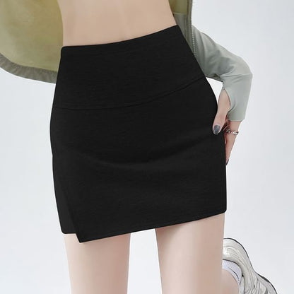 High Skort Slit Waist Plain