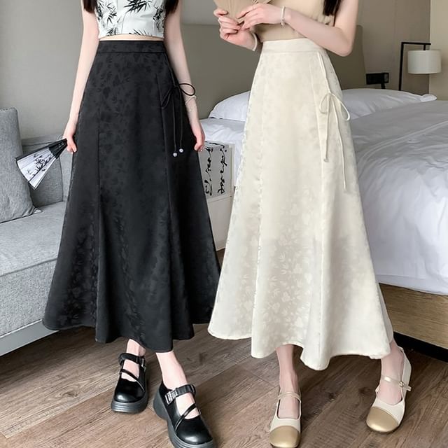 High Maxi A-Line Floral Skirt Waist