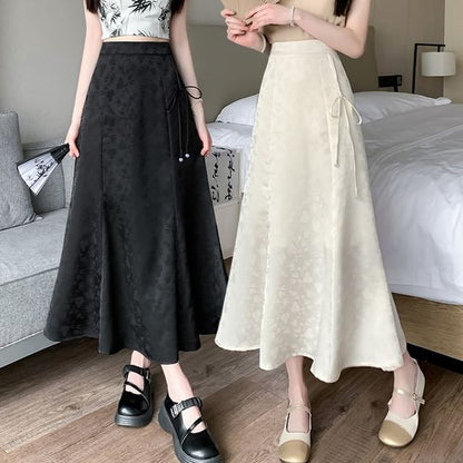 High Maxi A-Line Floral Skirt Waist