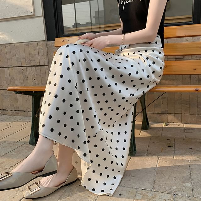 A-Line High Dotted Rise Skirt Maxi