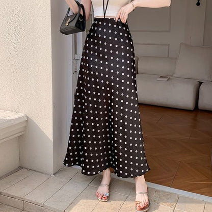 A-Line High Dotted Rise Skirt Maxi
