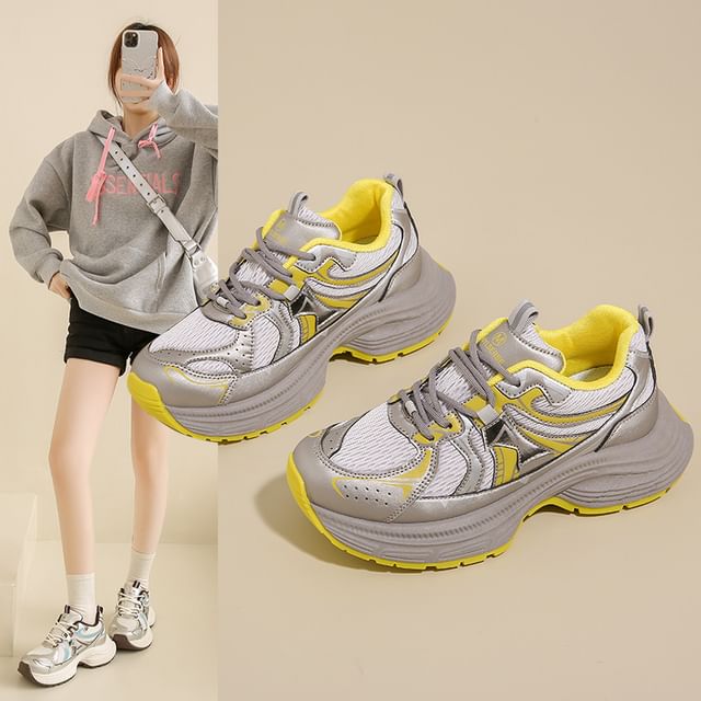 Mesh Platform Panel Sneakers