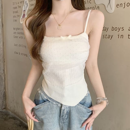 Fit Dotted Bow Top Slim Panel Cami