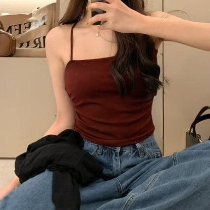 Slim Racerback Camisole Fit Ruched Padded Top