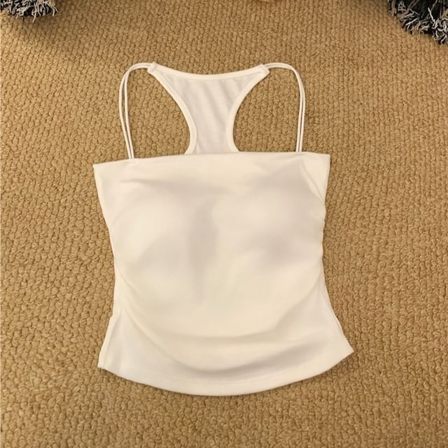 Slim Racerback Camisole Fit Ruched Padded Top