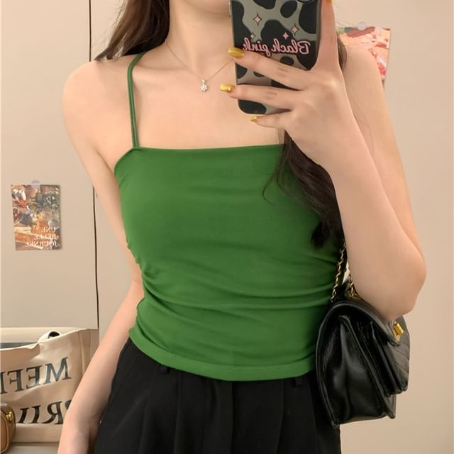 Slim Racerback Camisole Fit Ruched Padded Top