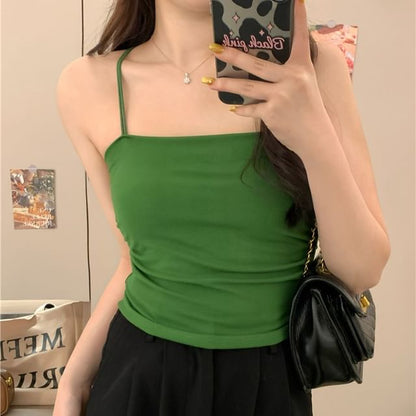 Slim Racerback Camisole Fit Ruched Padded Top