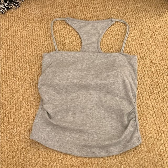 Slim Racerback Camisole Fit Ruched Padded Top