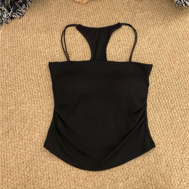Slim Racerback Camisole Fit Ruched Padded Top