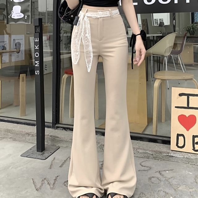 Waist High Pants Plain Bootcut