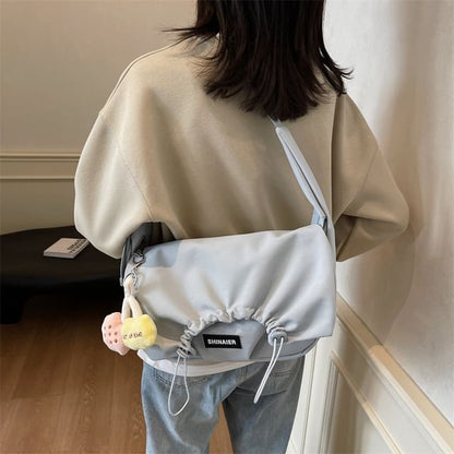 Drawstring Bag Crossbody Plain Flap