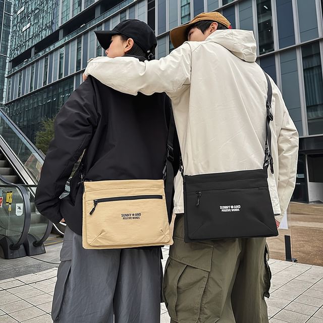 Print Crossbody Bag Lettering Nylon