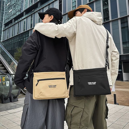 Print Crossbody Bag Lettering Nylon