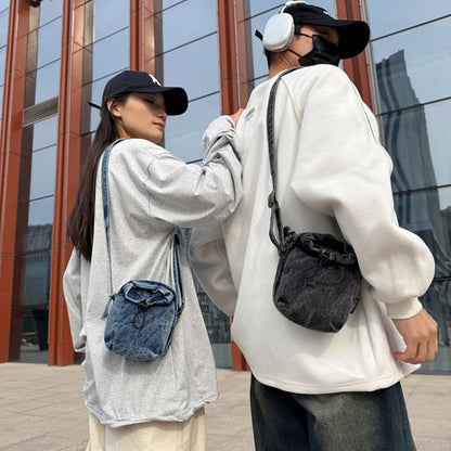 Bag Crossbody Drawstring Mobile Denim Phone