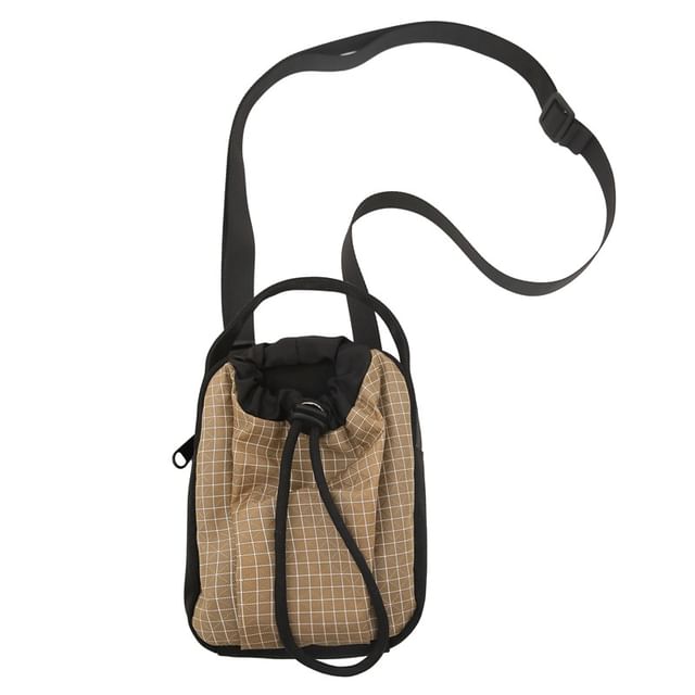 Drawstring Mobile Phone Nylon Crossbody Bag Plaid