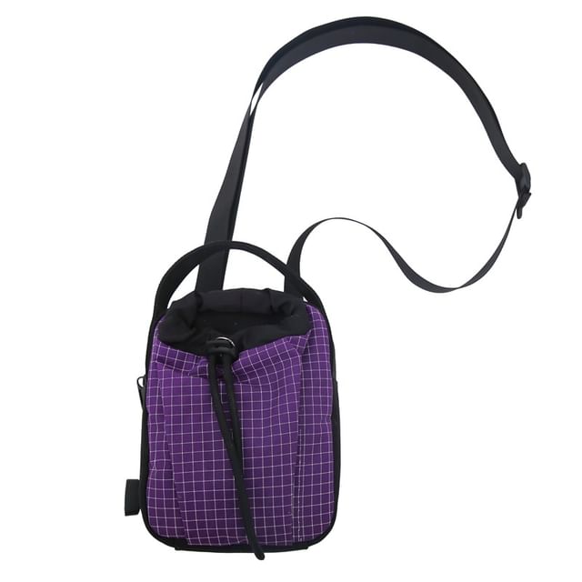 Drawstring Mobile Phone Nylon Crossbody Bag Plaid