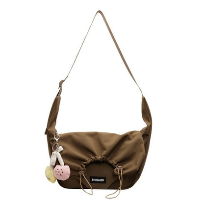 Drawstring Bag Crossbody Plain Flap