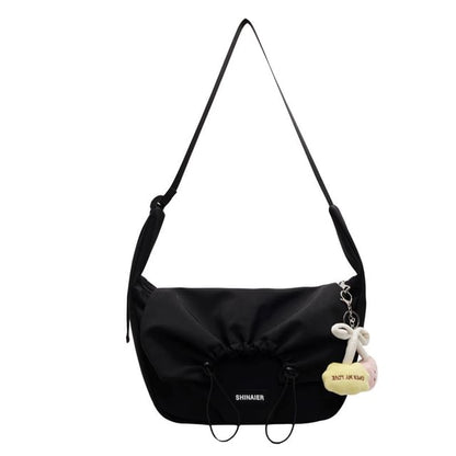 Drawstring Bag Crossbody Plain Flap