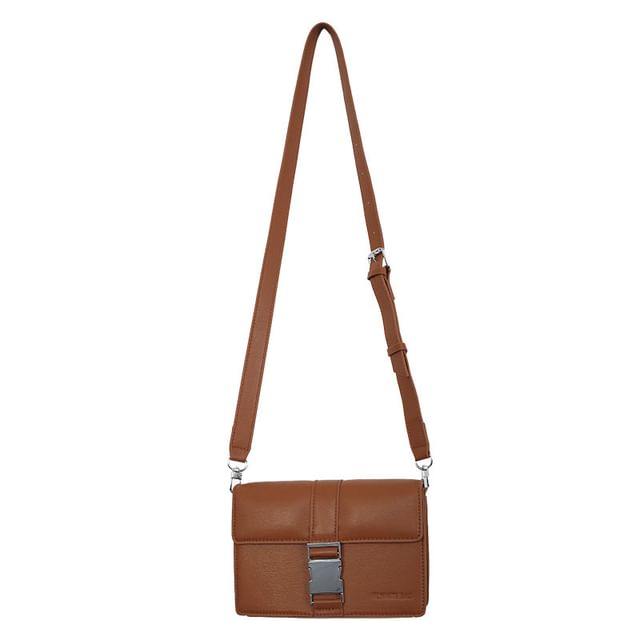 Leather Flap Plain Bag Crossbody Faux Buckled