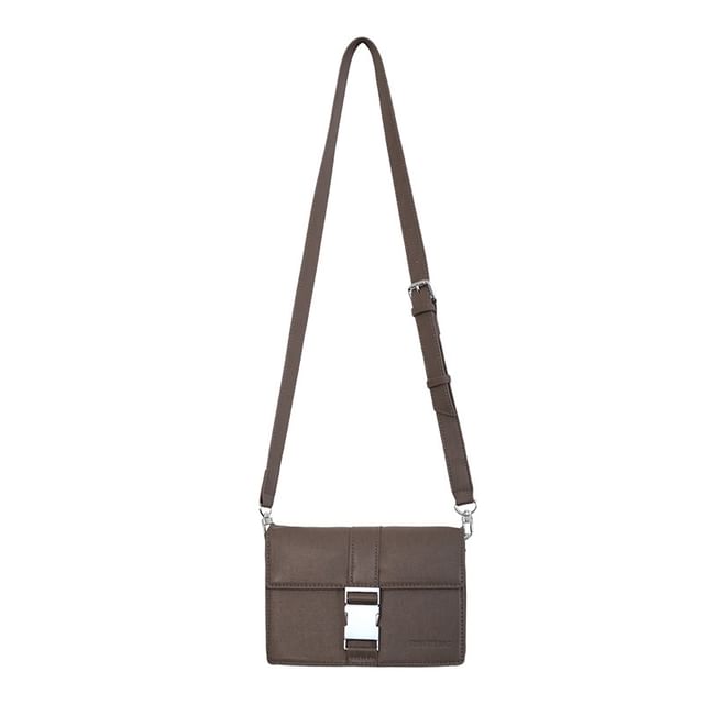 Leather Flap Plain Bag Crossbody Faux Buckled