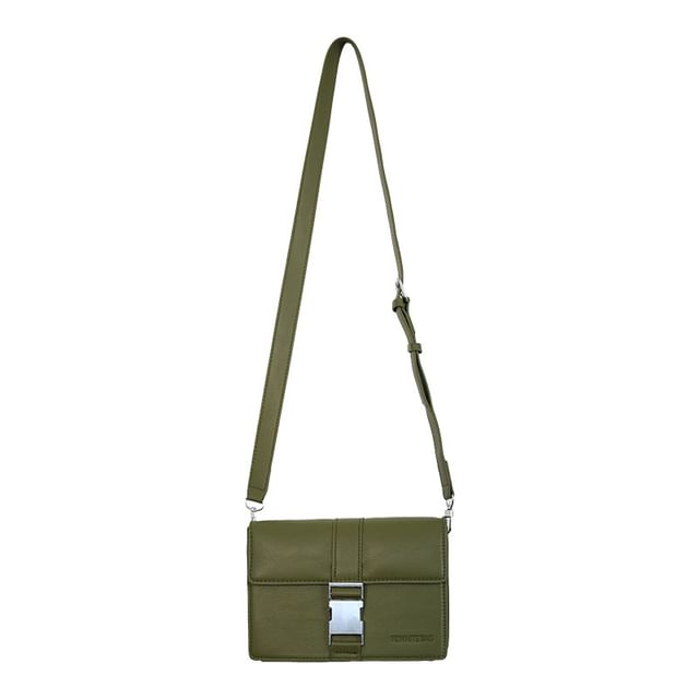Leather Flap Plain Bag Crossbody Faux Buckled
