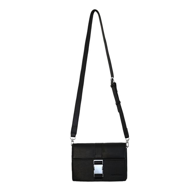 Leather Flap Plain Bag Crossbody Faux Buckled