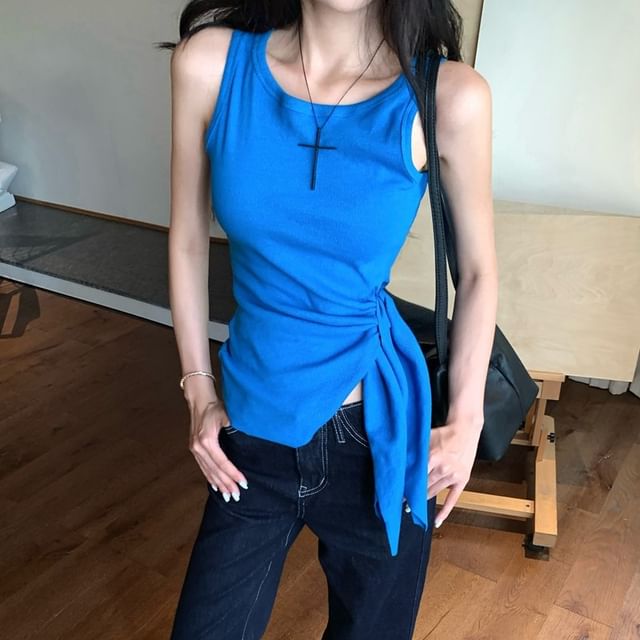 Top Tank Neck Crew Plain Tie-Up