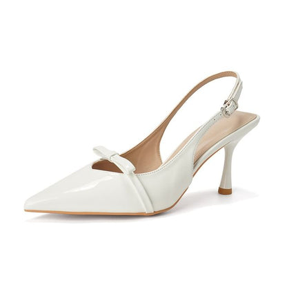Slingback Pointy High Heel Plain Sandals Bow