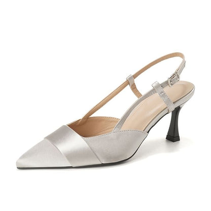 Slingback High Plain Heel Pointy Sandals