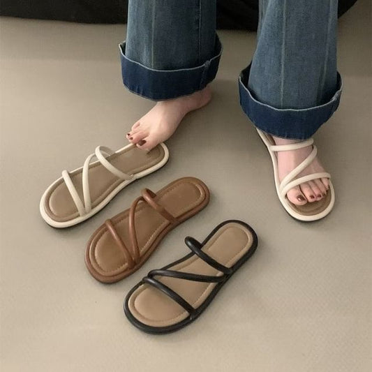 Leather Faux Sandals Flat