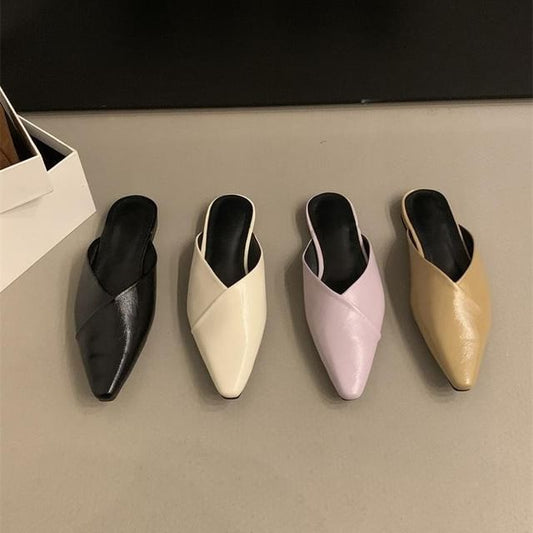 Pointed Mules Leather Faux