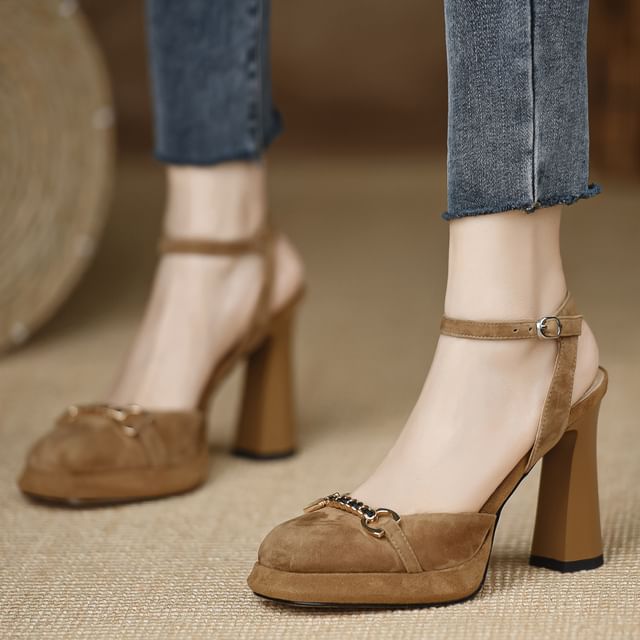 Block Heel Horsebit Sandals