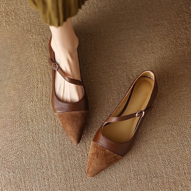 Leather Flats Faux Pointed