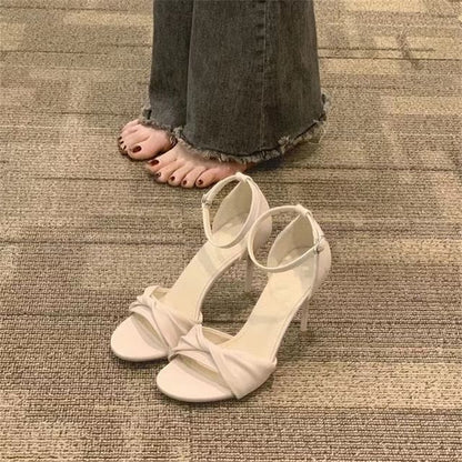 Heel High Strap Twisted Sandals