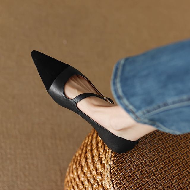Leather Flats Faux Pointed