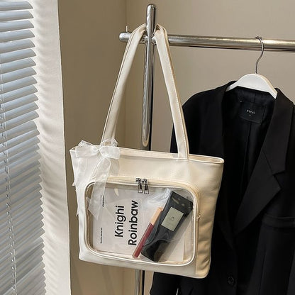 Leather Bag Tote Plain Panel PVC Faux