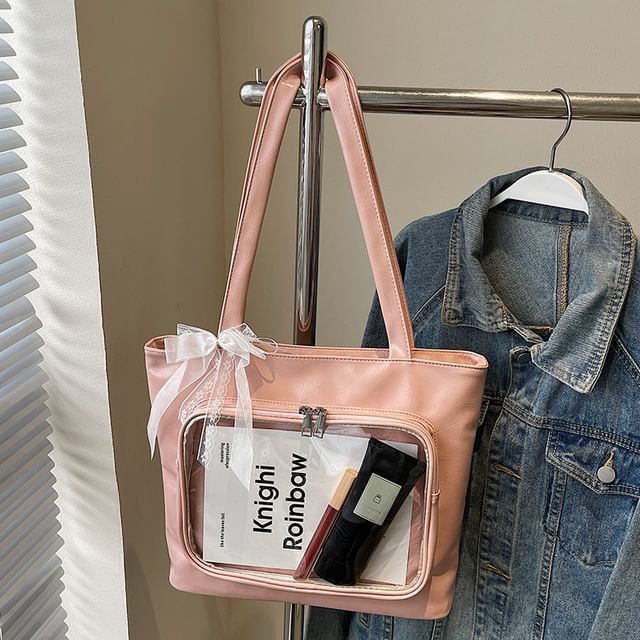 Leather Bag Tote Plain Panel PVC Faux