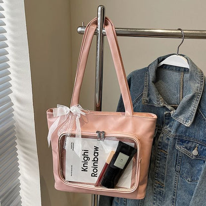 Leather Bag Tote Plain Panel PVC Faux