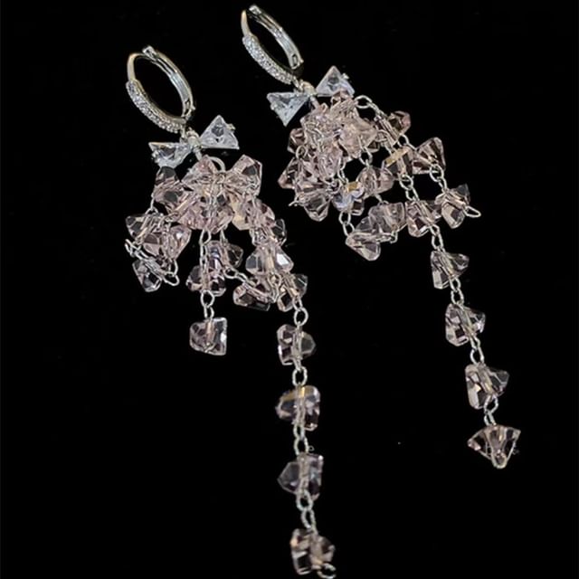 Bow Dangle Earring CZ Huggie