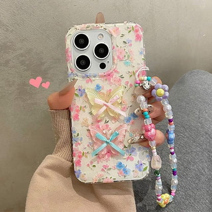 Floral Phone / Decoration Set Case Ribbon Strap Adhesive