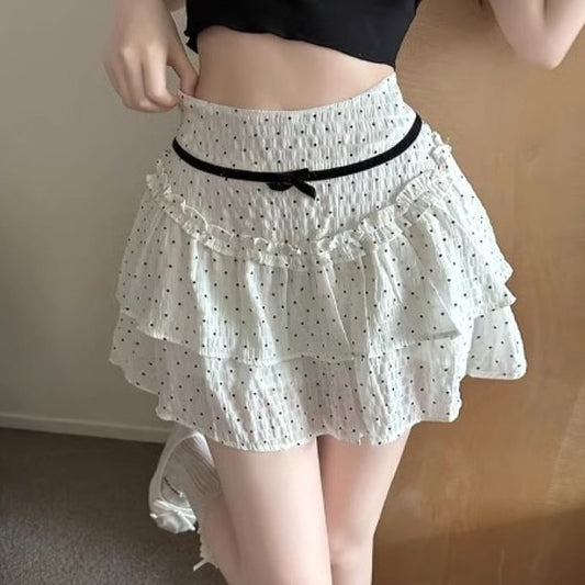 Dotted Rise High Mini Skirt A-Line